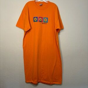CAL CRU Sedona T-Shirt Dress Crew Neck Orange 100% Cotton Vintage Retro Y2K OSFM